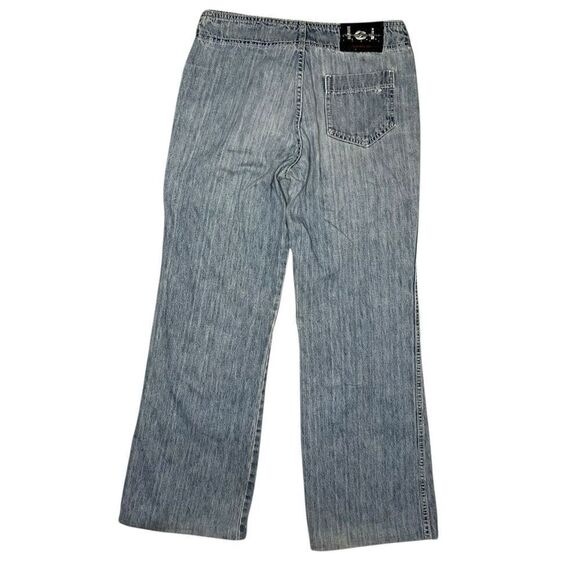 Vintage lei Juniors 7 Lace Up Flare Low Rise Jeans Light Wash Denim Y2K - Picture 4 of 7